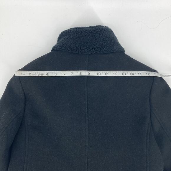 Ann Taylor LOFT Womens Black Wool Moto Zip Front Winter Coat Size Small - Picture 11 of 14